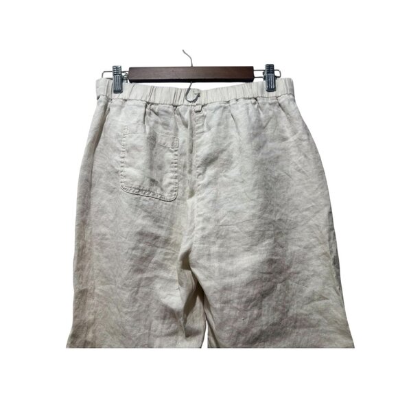 Quince 100% Linen Flare Pants Womens Small Beige Elastic Waist Coastal Lagenlook - Picture 9 of 12